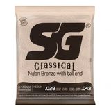 Encordoamento P-violão Nylon Bronze 65-35 Prata C-bolinha Tensão Média Sg 0.028