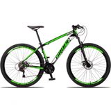 Bicicleta Aro 29 Dropp Race 24 Vel Câmbio Traseiro Shimano Freio A Disco Bike Mtb Alumínio Preto+verde