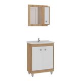 Gabinete Banheiro Com Cuba E Espelheira 60cm Multimóveis Cr10101 Castanho Argel/branco Castanho Argel/branco