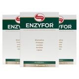 Kit 3 Enzyfor Enzimas Digestivas Vitafor 30 Sachês