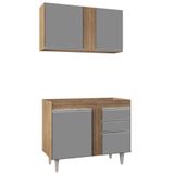 Armário Aéreo 100cm Luziania Castanho/cinza Lumil