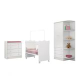 Quarto Infantil C/ Guarda Roupa, Berço E Cômoda Branco