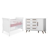 Kit Quarto C/ Cômoda Nova E Berço Mini Cama Baby Branco