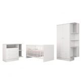 Quarto Infantil C/ Guarda Roupa, Berço E Cômoda Branco