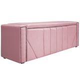 Calçadeira Baú Casal 140 Cm Para Cama Box Suede Rosa Bebê