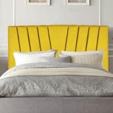 Cabeceira Estofada Bélgica 195cm King Size Para Cama Box Quarto Corino Amarelo - Gat Magazine