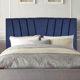 Cabeceira Estofada Bélgica 195cm King Size Para Cama Box Quarto Suede Azul Marinho - Gat Magazine