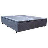 Base Cama Box Baú Casal King Size Suede Cinza