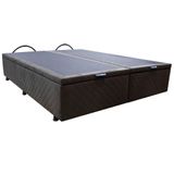 Base Cama Box Baú Casal King Size Suede Marrom