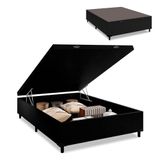 Cama Box Com Baú Casal 1,38 Preto Preto