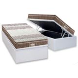 Cama Box Baú Solteiro: Colchão Ortopédico Probel D33 - Ep Guarda Costas Próintense Plus + Base Crc Courano White(88x188)