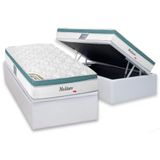 Cama Box Baú Solteiro: Colchão Molas Herval Masterpocket Ensacadas Meditare + Base Crc Courano White(88x188)