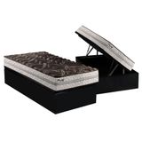 Cama Box Baú Solteiro: Colchão Espuma D33 Paropas Pasquale Plus Euro Pillow + Base Crc Suede Black(88x188)