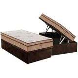 Cama Box Baú Solteiro: Colchão Molas Ortobom Superpocket Celebrita + Base Crc Suede Brown(88x188)