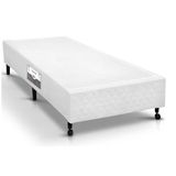 Cama Box Base Solteiro Poli Tecido White (88x188x23) - Castor