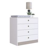 Cômoda Infantil Com 4 Gavetas Multimóveis Cr40100 Branca/fumê Branco/fumê