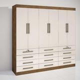 Guarda Roupa Casal 6 Portas 12 Gavetas 100% Mdf Mônaco D&#39;doro Ipê Off