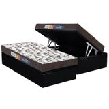 Cama Box Baú Solteiro: Colchão Espuma D45 Polar Pérola + Base Crc Suede Black(88x188)