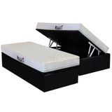 Cama Box Baú Solteiro: Colchão Espuma Herval D28 - Ag65 Frontier + Base Crc Suede Black(88x188)