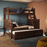 Treliche Com Cama De Casal Castanho Escuro C/ Cama Auxiliar 3 Gavetas Madeira Pinus - Saraiva