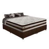 Cama Box Queen Colchão Molas Ensacadas 30cm Branco Marrom