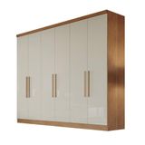 Guarda Roupa 100% Mdf 6 Portas 8 Gavetas Cumaru Fendi