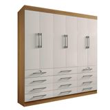 Guarda Roupa Casal 6 Portas 12 Gavetas 100% Mdf Mônaco D&#39;doro Cinamomo Off