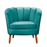 Poltrona Ariel Petala Decorativa Com Pés De Madeira Star Confort Ciano