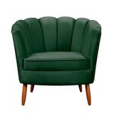 Poltrona Ariel Petala Decorativa Com Pés De Madeira Star Confort Verde
