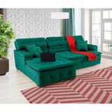 Sofá Retrátil E Reclinável Com Chaise Orlando 2.20x2.10m- Sofisticato-verde
