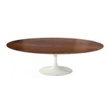 Mesa Saarinen Oval Centro Imbuia 135x90cm - Base Branca