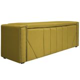Calçadeira Baú Solteiro 90 Cm Para Cama Box Suede Amarelo