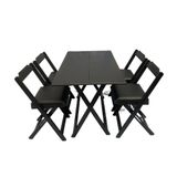 Conjunto Mesa Dobrável 120x70cm Estofado C/ 4 Cadeiras Preto Preto