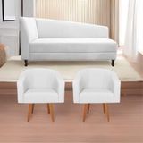 Kit Diva Recamier Heitor 140cm Lado Direito E 02 Poltronas Luiza Suede - Amarena Móveis Branco