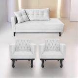 Kit Diva Recamier Azura 160cm Lado Direito E 02 Poltronas Classic Suede - Amarena Móveis Branco