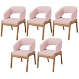 Kit 05 Cadeiras De Jantar E Estar Living Estofada Lince L02 Linho Rosê - Lyam Decor