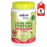 Kit C/06 Salon Line Kids Cachinhos Definidos Creme P/ Pentear 1kg