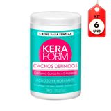 Kit C/06 Skafe Keraform Cachos Definidos Creme P/ Pentear 1kg