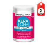 Kit C/03 Skafe Keraform Bb Cream Creme P/ Pentear 1kg