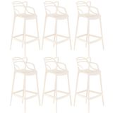 Kit 6 Banquetas Altas Bancada Cozinha Masters Allegra Creme