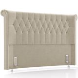 Cabeceira Cama Box Queen 160cm Estofada Meora P05 Veludo Bege