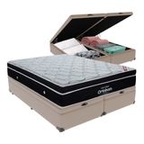 Cama+ Box Com Bau Ortobom Colchão Queen Com Molas Ensacadas Cor:bege