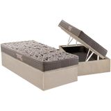 Cama Box Baú Solteiro: Colchão Ortopédico Herval Ag65 Fort Black Firme Pillow Top + Base Crc Suede Clean(88x188)