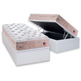 Cama Box Baú Solteiro: Colchão Molas Sealy Miami + Base Crc Courano White(88x188)