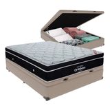 Cama + Box Casal Com Base Baú Europillow Mola Ensacada Cor:bege