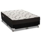 Cama Box King: Colchão Espuma D45 Ortobom Light Saúde Ortopilow + Base Crc Suede Black(193x203)