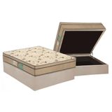 Cama Box Baú Casal: Colchão Espuma D45 Polar Pérola Fort + Base Crc Suede Clean(138x188)