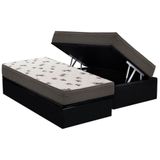 Cama Box Baú Solteiro: Colchão Espuma D45 Ortobom Light + Base Crc Suede Black(88x188)