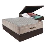 Cama + Box Bau Airtech Colchão Ortobom Viuva Springpocket Cor:marrom