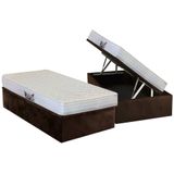 Cama Box Baú Solteiro: Colchão Ortopédico Herval D28 - Ag65 Frontier + Base Crc Suede Brown(88x188)